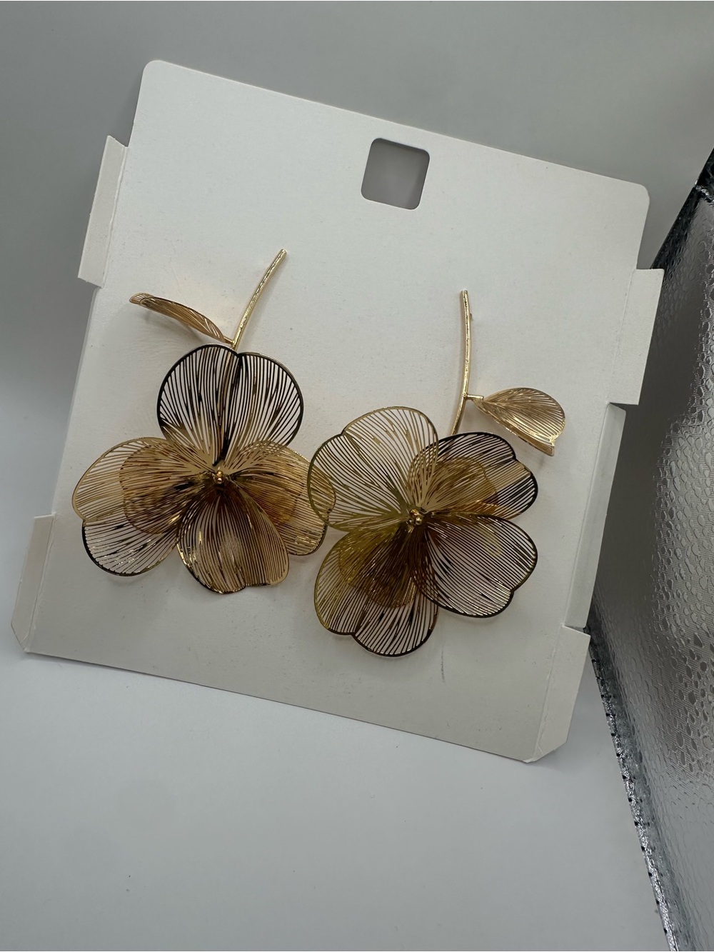 Zara Gold Floral Wire Drop Earrings - Women Jewelry